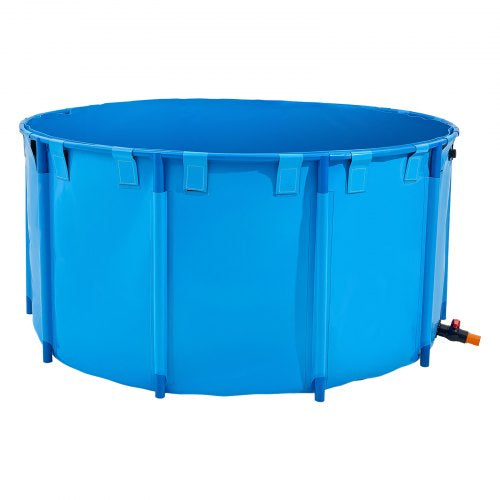 VEVOR Canvas Fish Pond 448.8 Gal Capacity Above Ground Fish Pond Foldable PVC Koi Tank Round Goldfish Tank with Stable Frame And Drain Valve For
